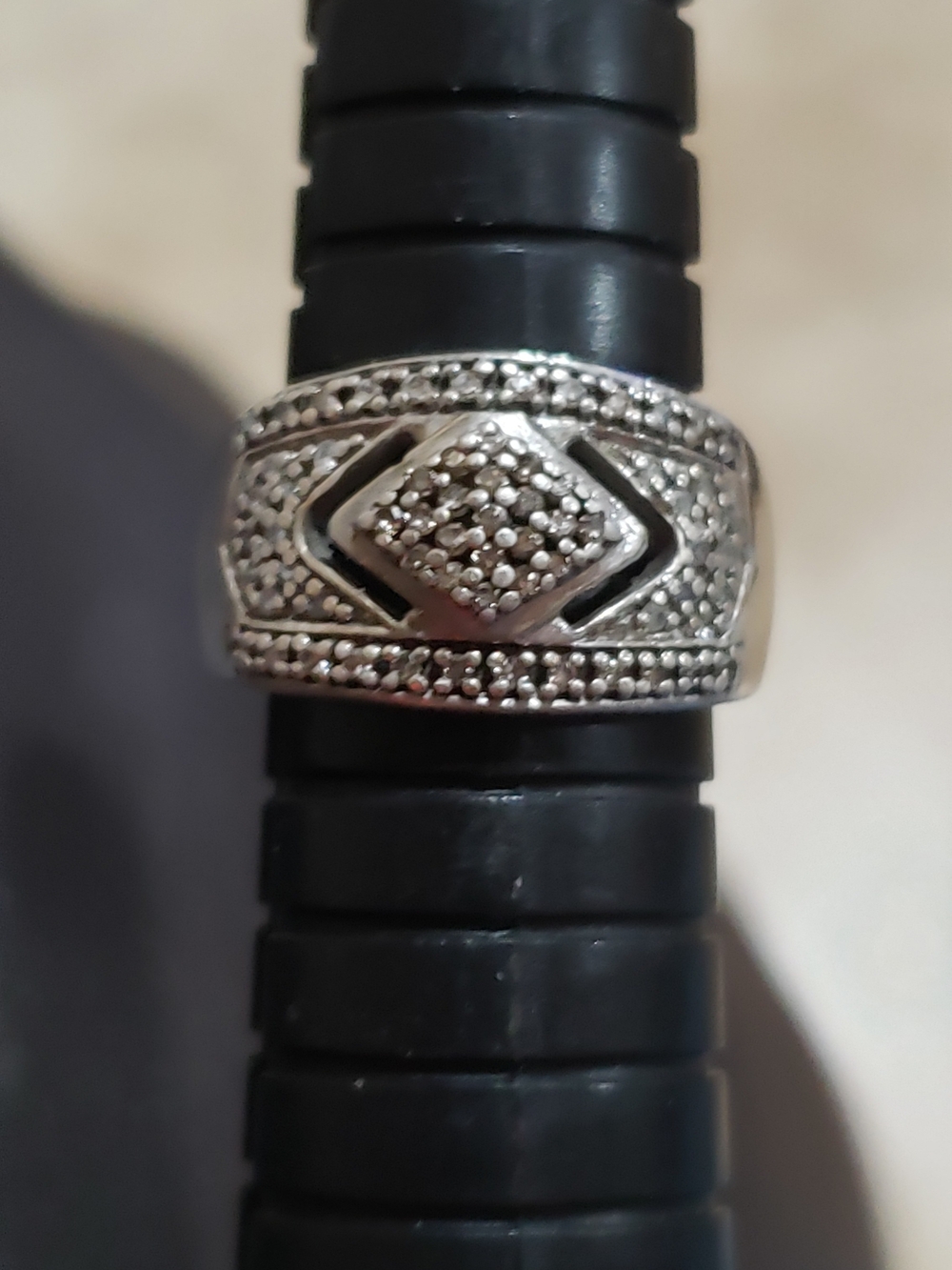 925 Sterling Silver Pavé Cubic Zirconia Statement Ring — Size 7